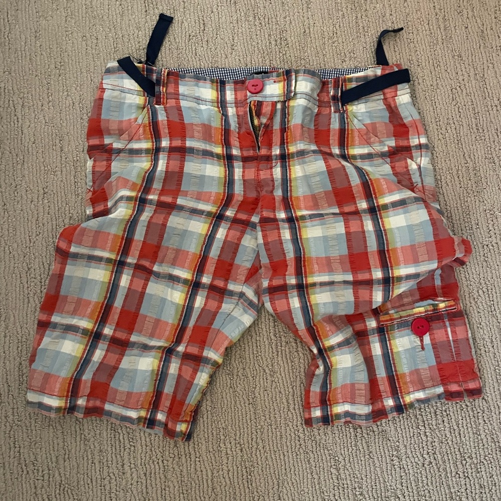 Plaid knee length shorts